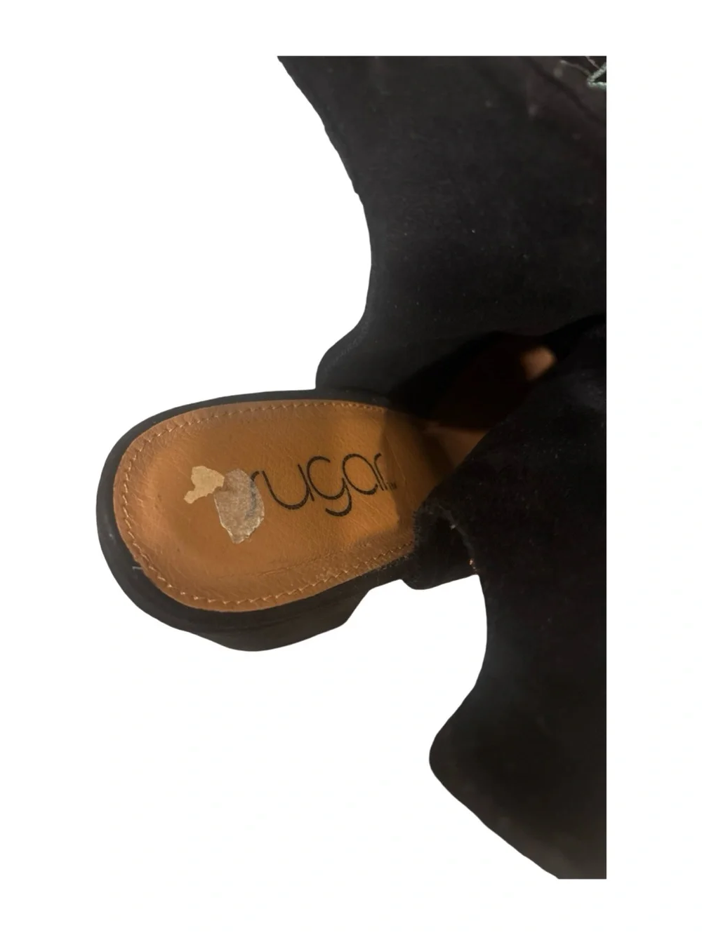 Sugar Black Suede Floral Boho Artsy Embroidered Peep-Toe Heels Size 8